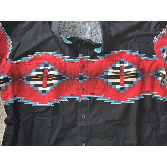 Roper Shirt Men XL Black Button Down Aztec Southwest Western Cowboy Long Sleeve - Picture 2 of 6